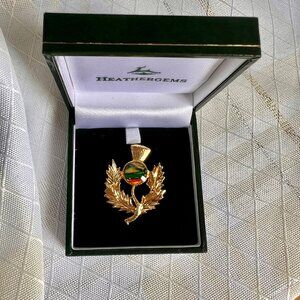 Vintage Heathergems Thistle Brooch Pin Scottish Jewelry Celtic Jewelry